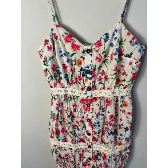 Lovers + Friends Button Front Spaghetti Strap Lani Mid Dress Floral Sz S - Picture 7 of 15